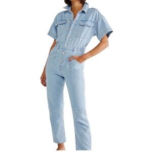 NWT Free People We the Free light wash denim jumpsuit